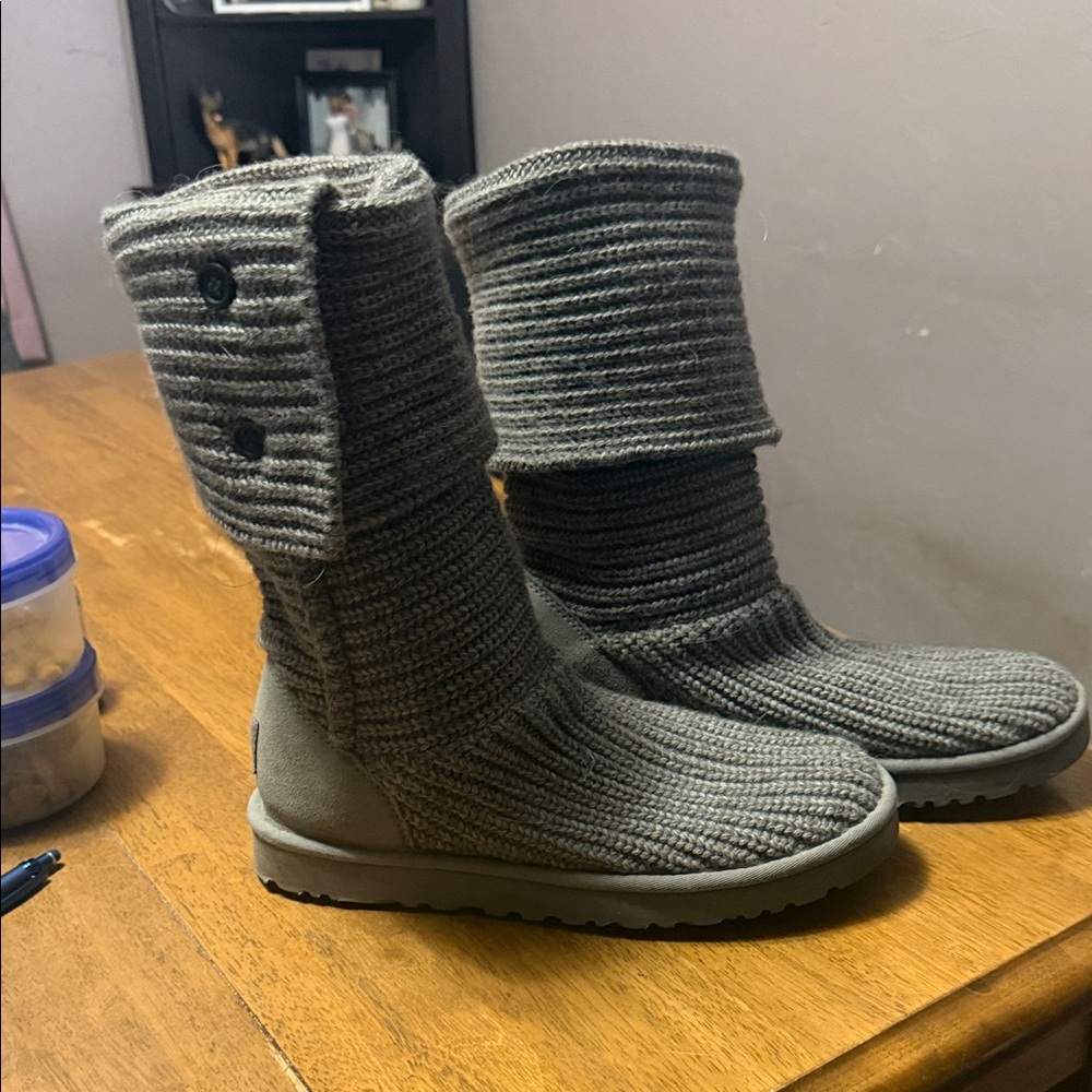 UGG Gray Knit Ankle Boots